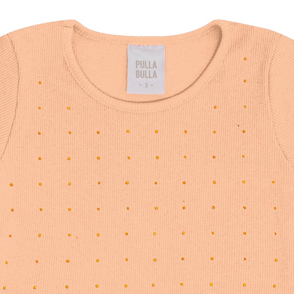 Blusa Feminina Infantil Canelada Brilho