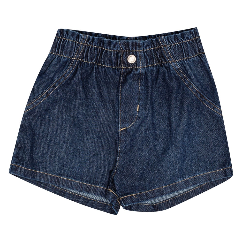 Conjunto Feminino Infantil Blusa e Shorts Jeans