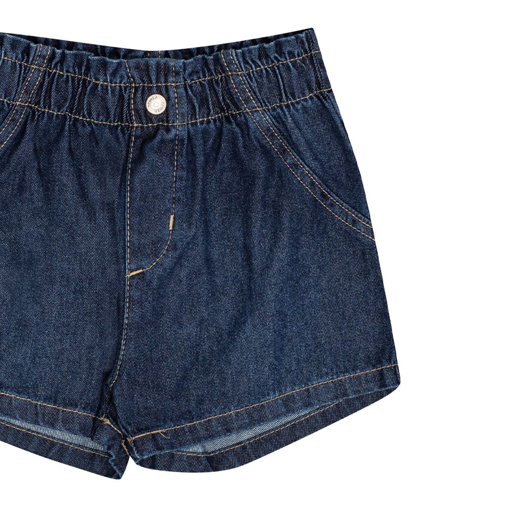 Conjunto Feminino Infantil Blusa e Shorts Jeans
