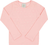 Blusa Feminina Infantil Manga Longa Canelada Perolas
