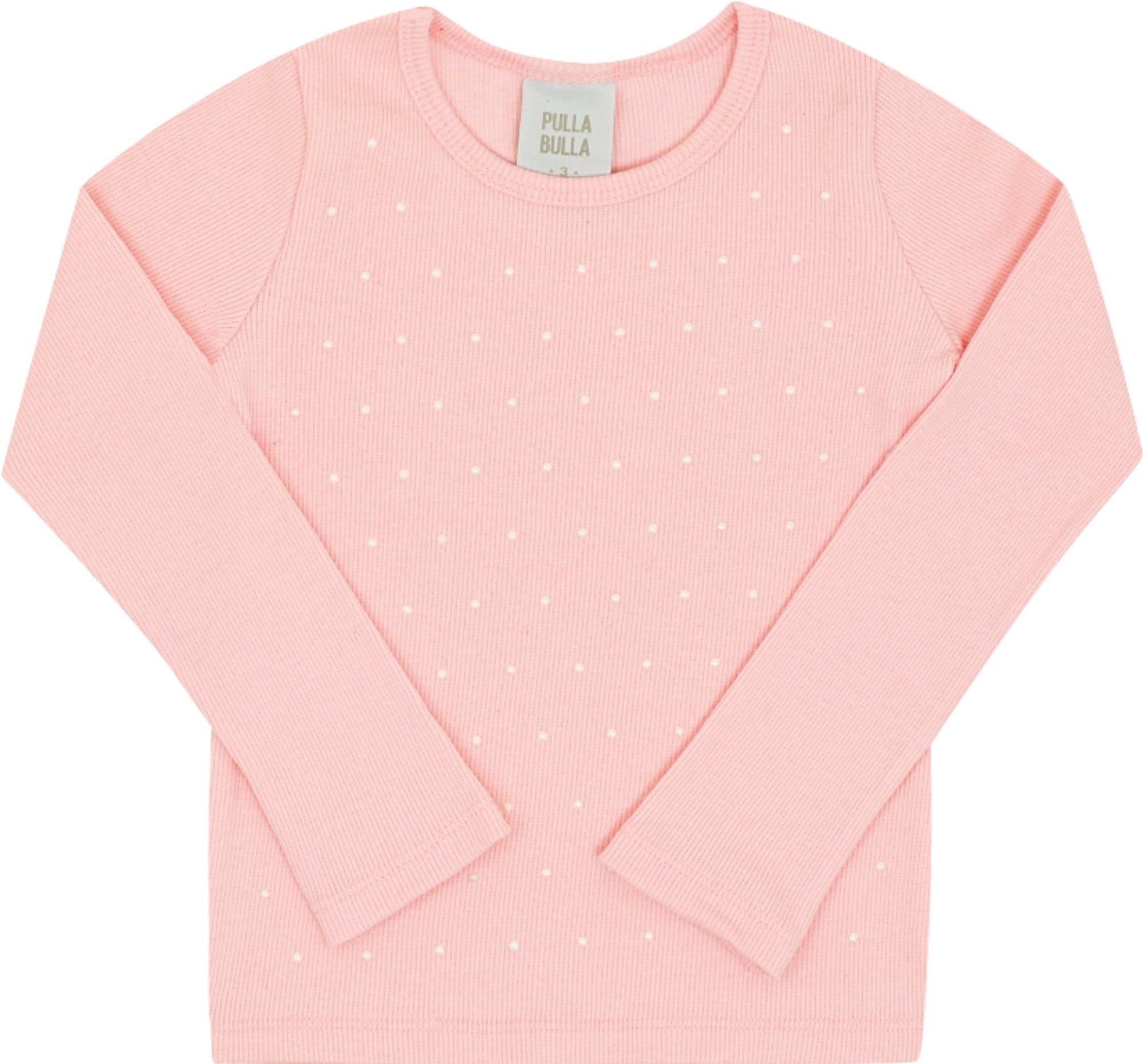 Blusa Feminina Infantil Manga Longa Canelada Perolas