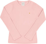 Blusa Feminina Infantil Manga Longa Canelada Pingente
