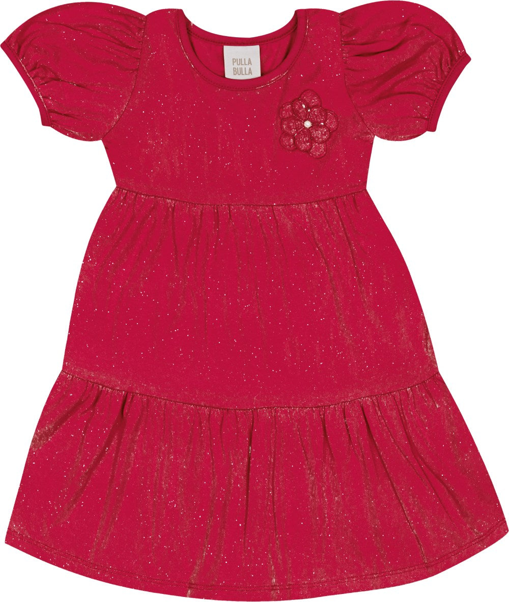 Vestido Feminino Infantil Brilho Flor