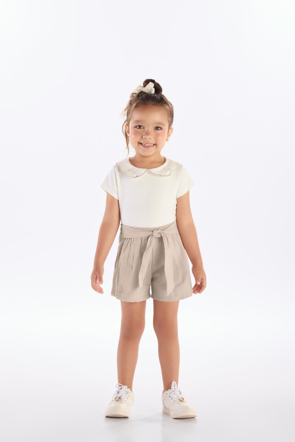 Conjunto Feminino Infantil Babado Shorts Sarja