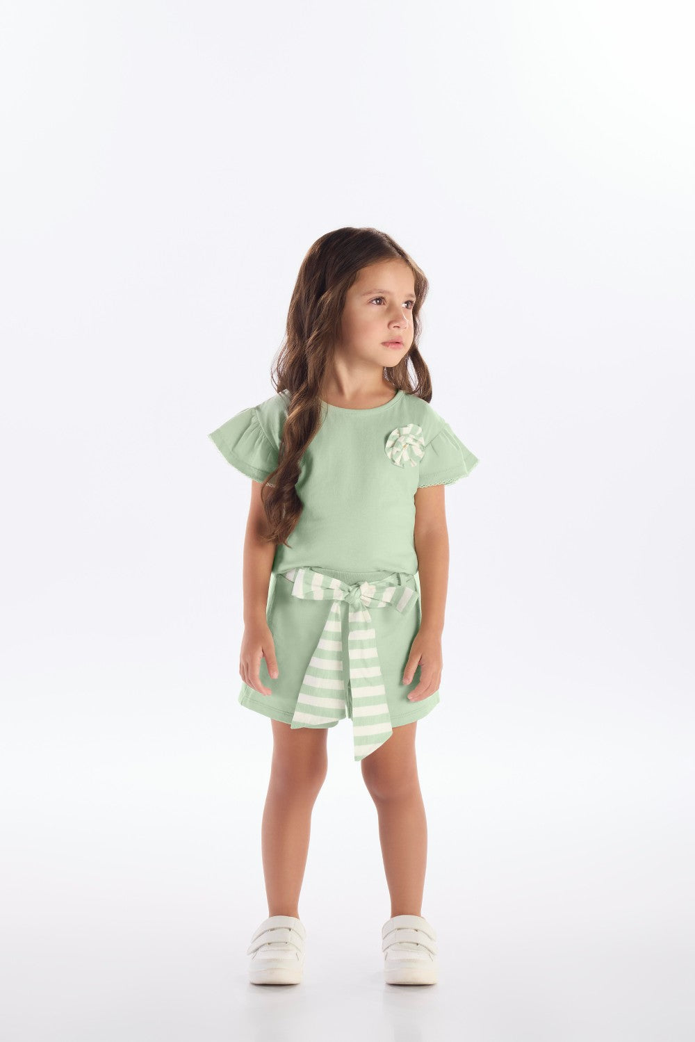Conjunto Feminino Infantil Shorts Laços
