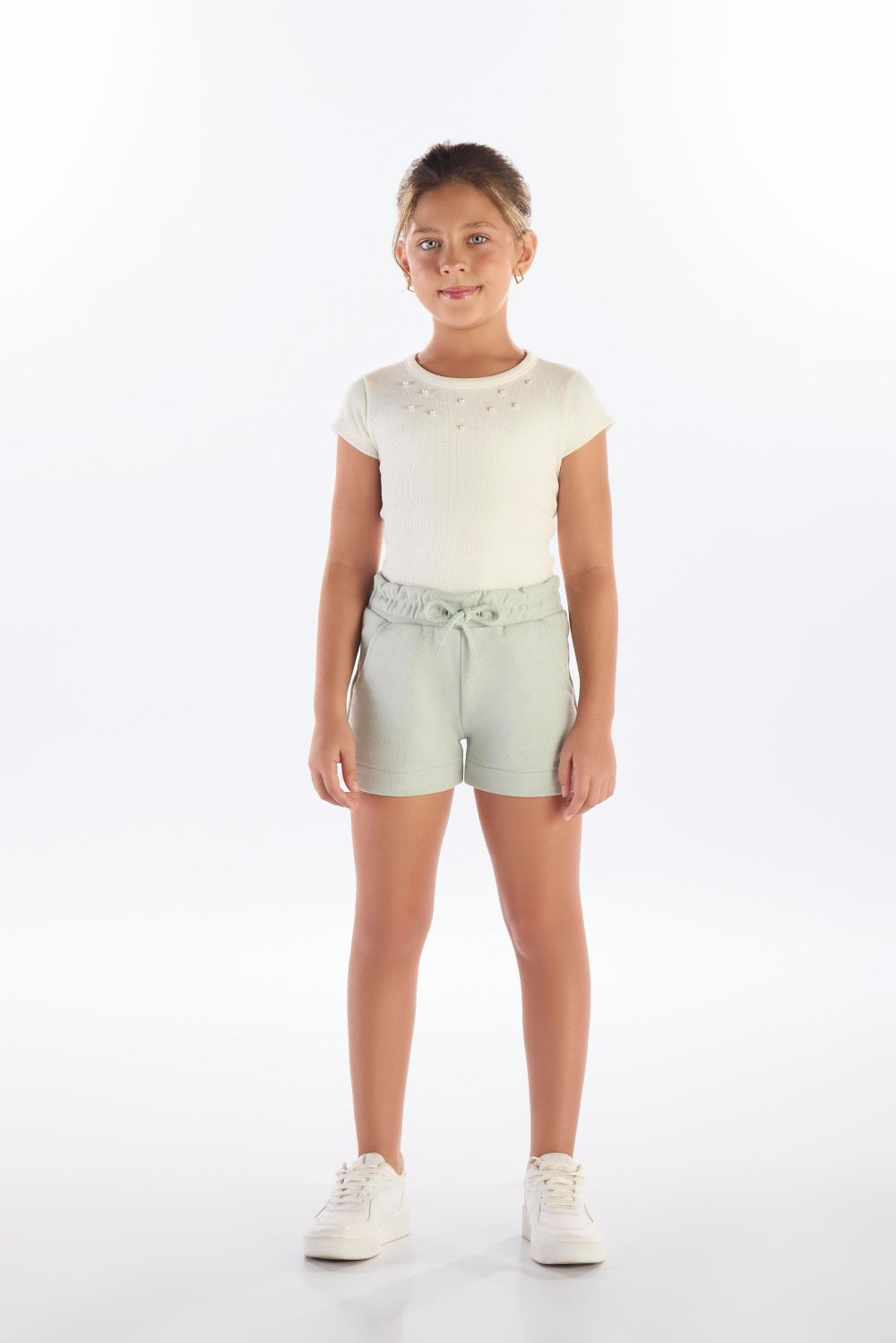 Blusa Feminina Infantil Canelada Perolas