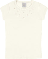 Blusa Feminina Infantil Canelada Perolas