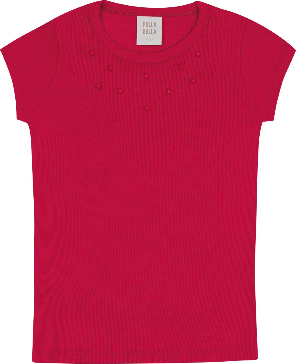 Blusa Feminina Infantil Canelada Perolas