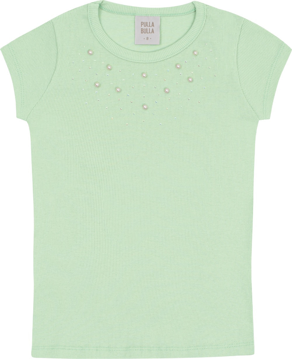 Blusa Feminina Infantil Canelada Perolas