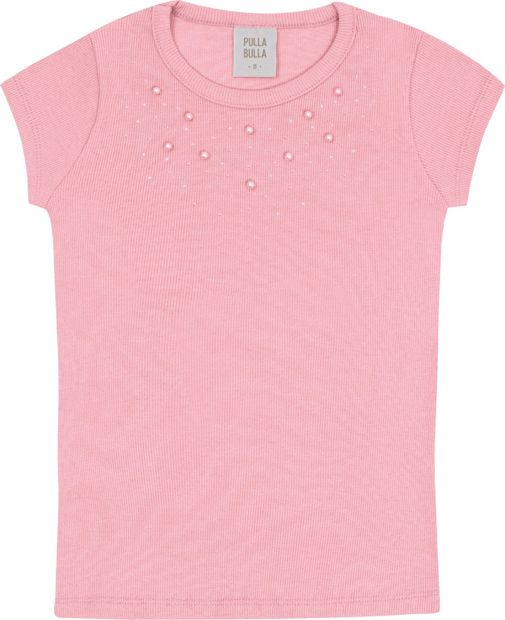 Blusa Feminina Infantil Canelada Perolas