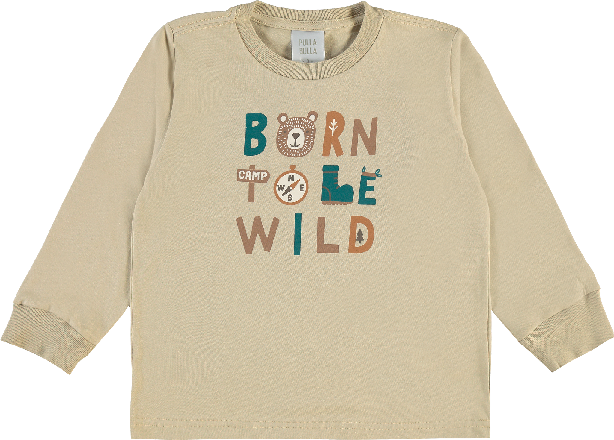 Camiseta Masculina Infantil Manga Longa Pulla Bulla – Born to Be Wild com Estilo Aventureiro