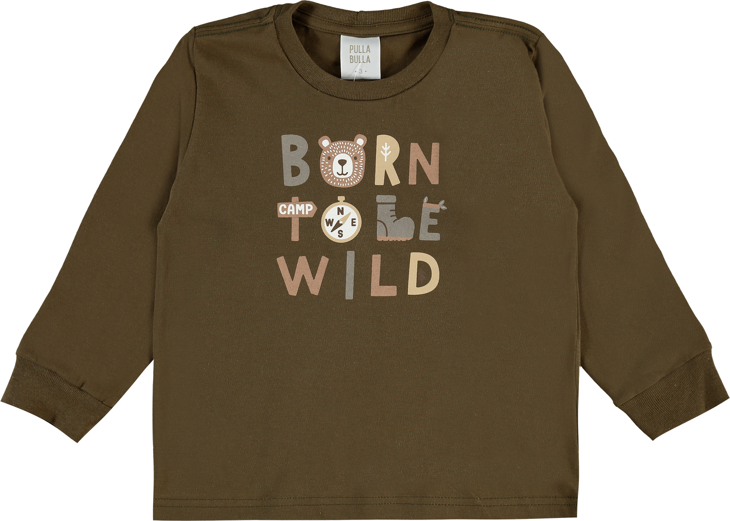 Camiseta Masculina Infantil Manga Longa Pulla Bulla – Born to Be Wild com Estilo Aventureiro