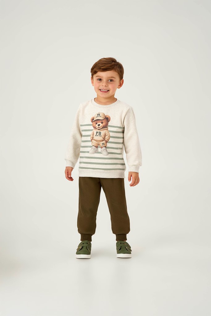 Conjunto Masculino Infantil Pulla Bulla – Estilo e Diversão com Ursinho Team