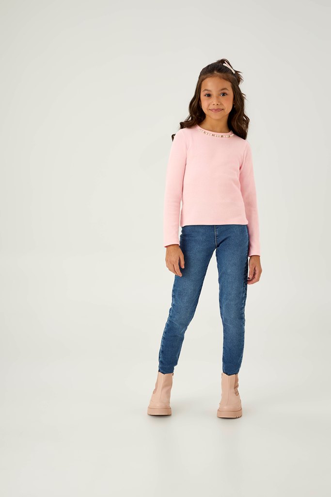Blusa Feminina Infantil Pulla Bulla – Elegância com Detalhes de Pérolas