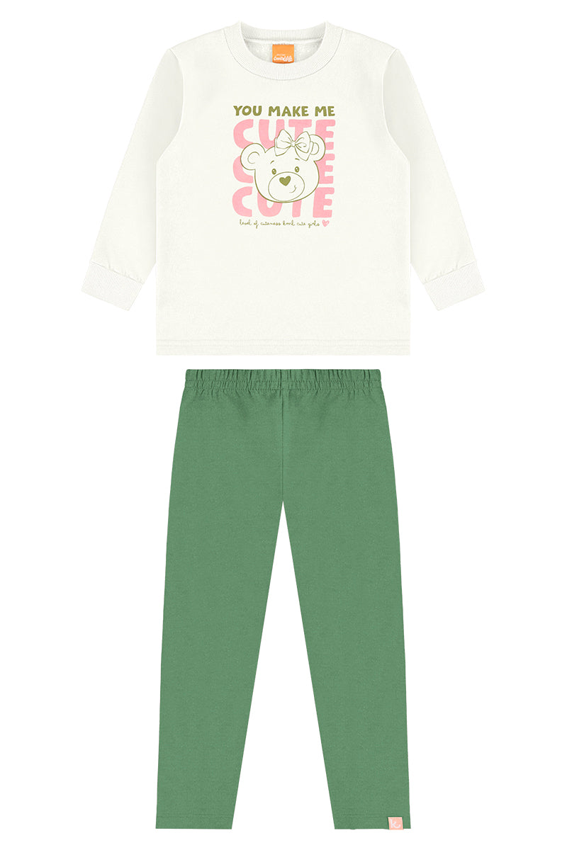 Conjunto Moletom e Molecotton You Make Me Cute