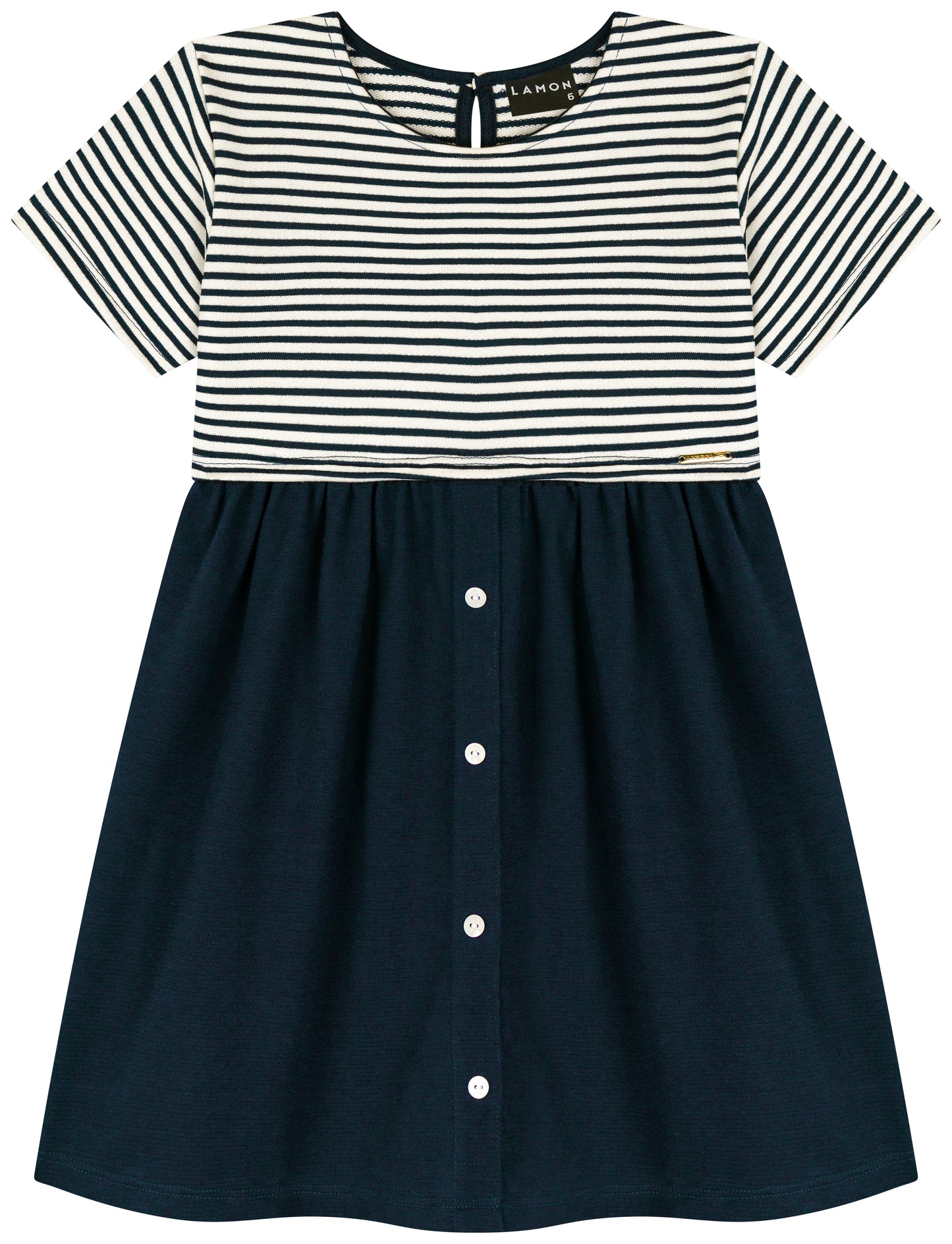 Vestido Feminino Infantil Needle Listrado Pique