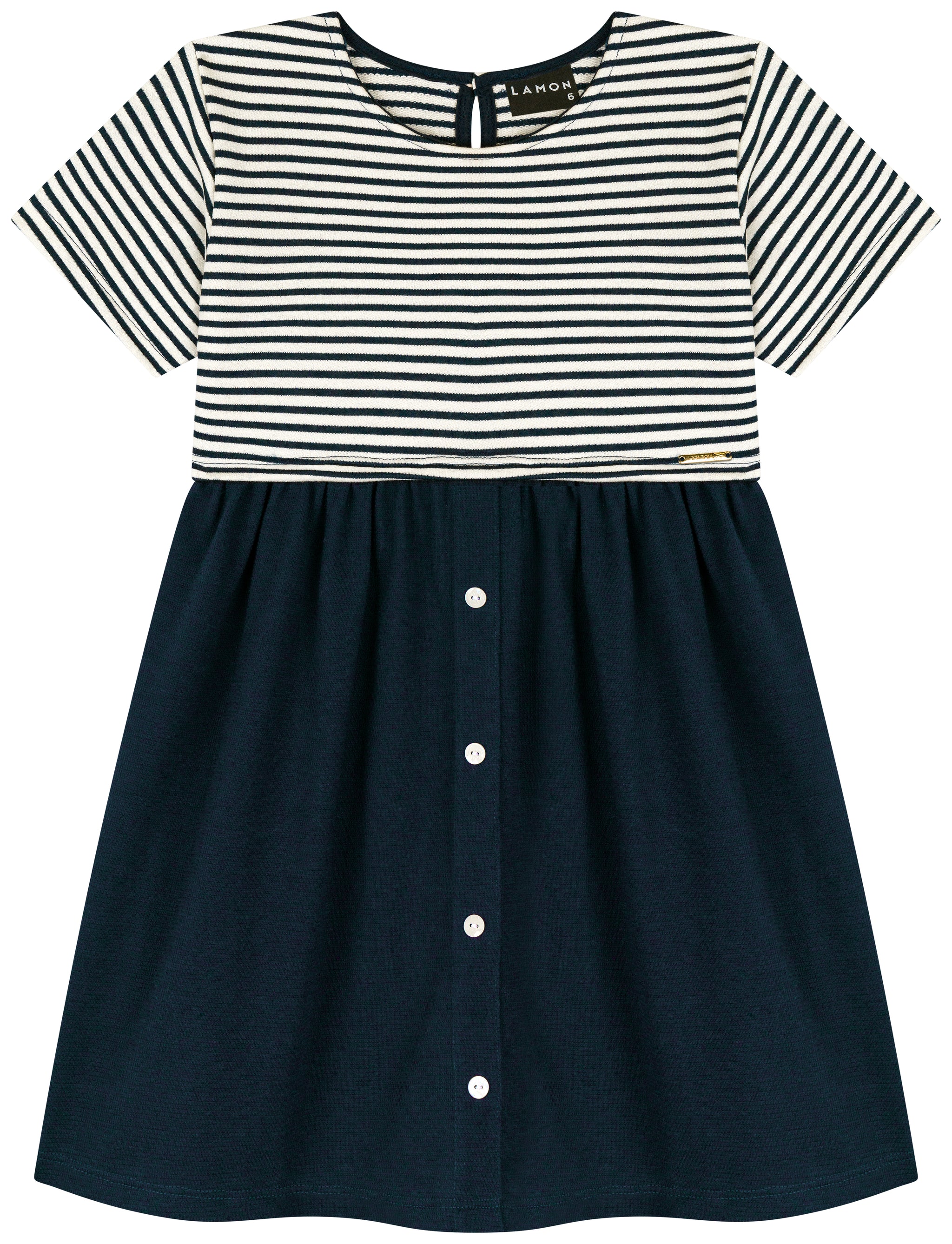 Vestido Feminino Infantil Needle Listrado Pique