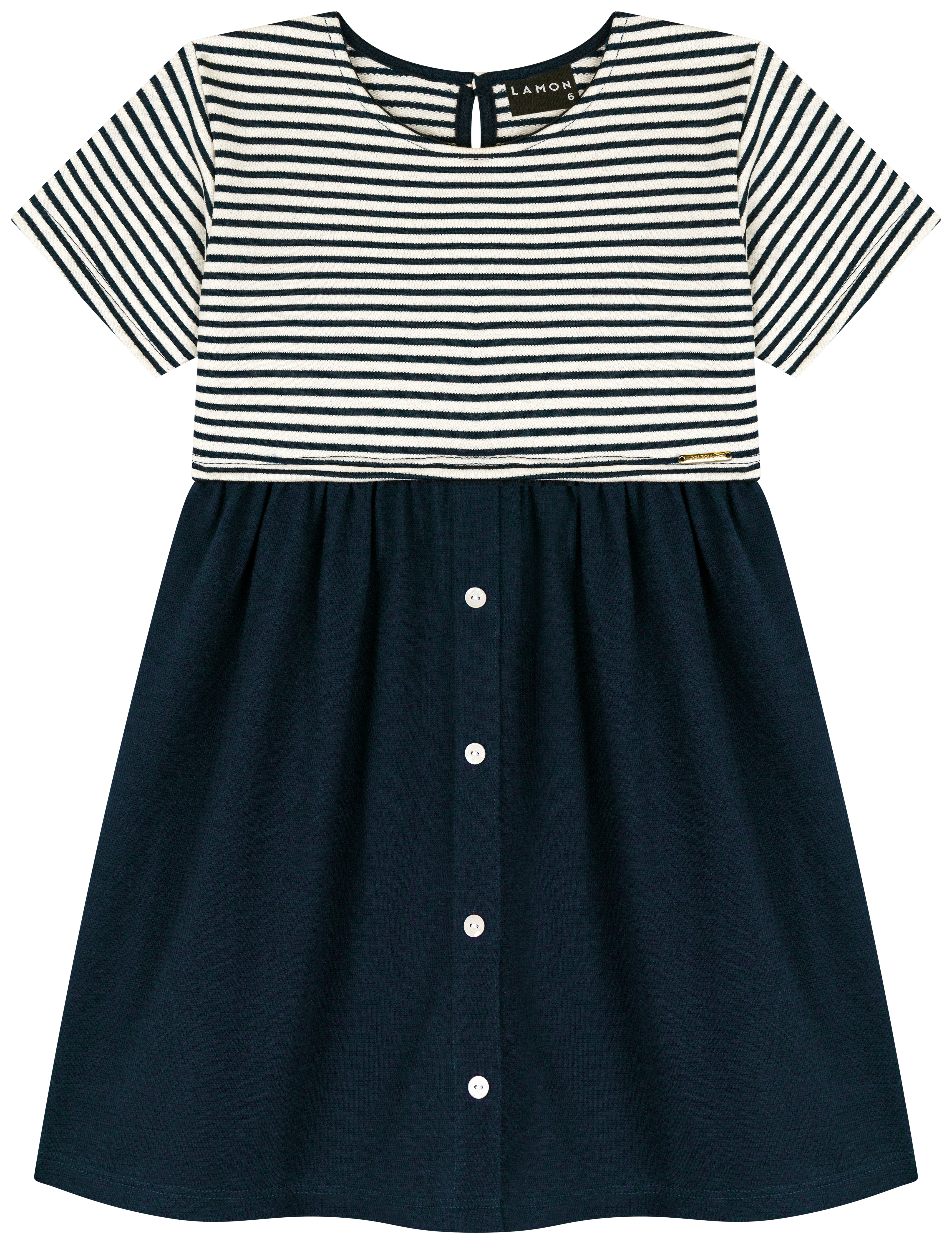 Vestido Feminino Infantil Needle Listrado Pique