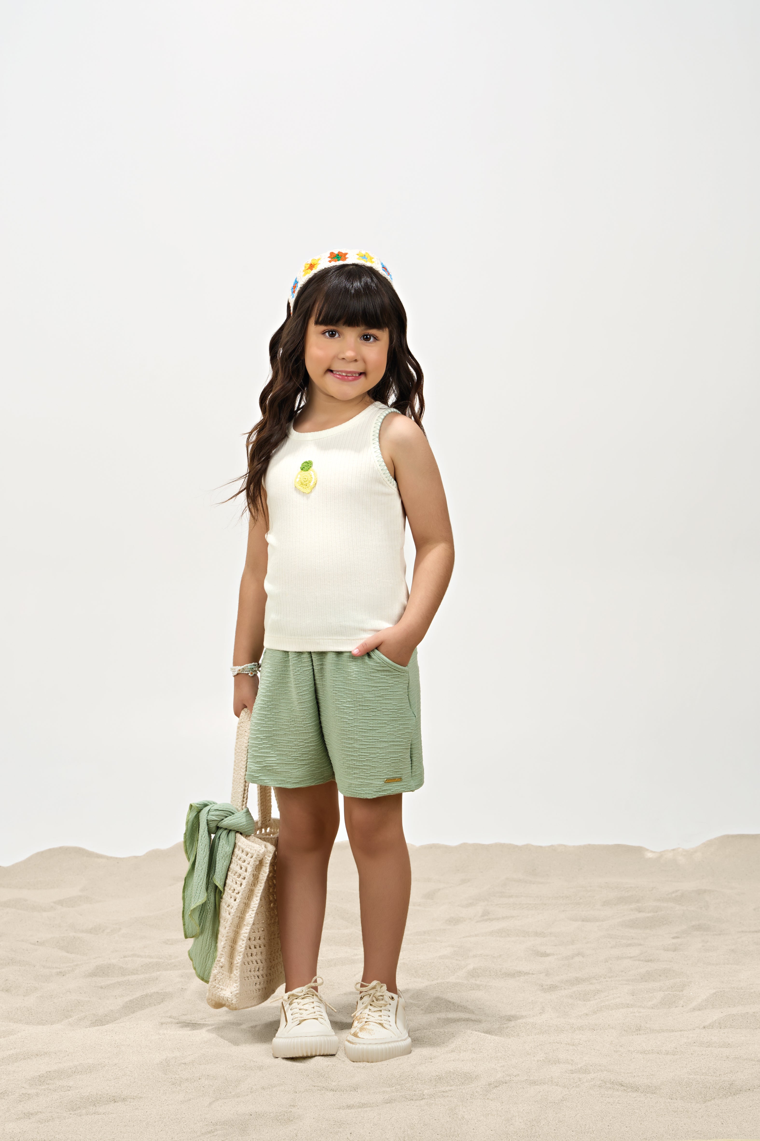 Conjunto Feminino Infantil Malha Canelada Bubble