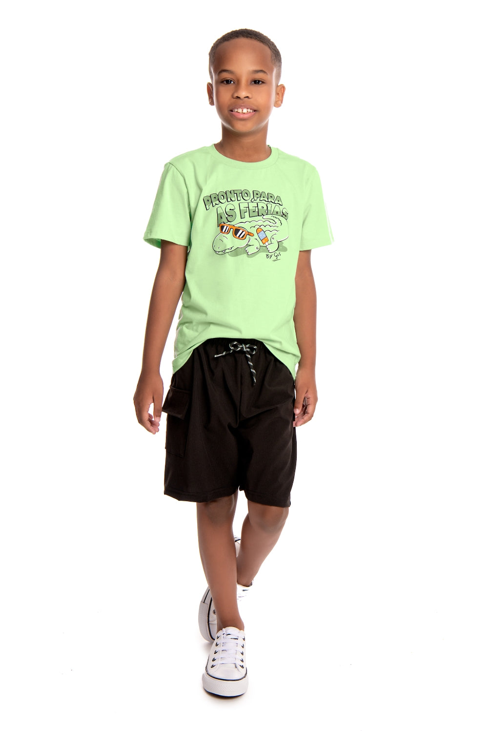 Conjunto Masculino Infantil Bermuda Microfibra Pronto Para As Ferias
