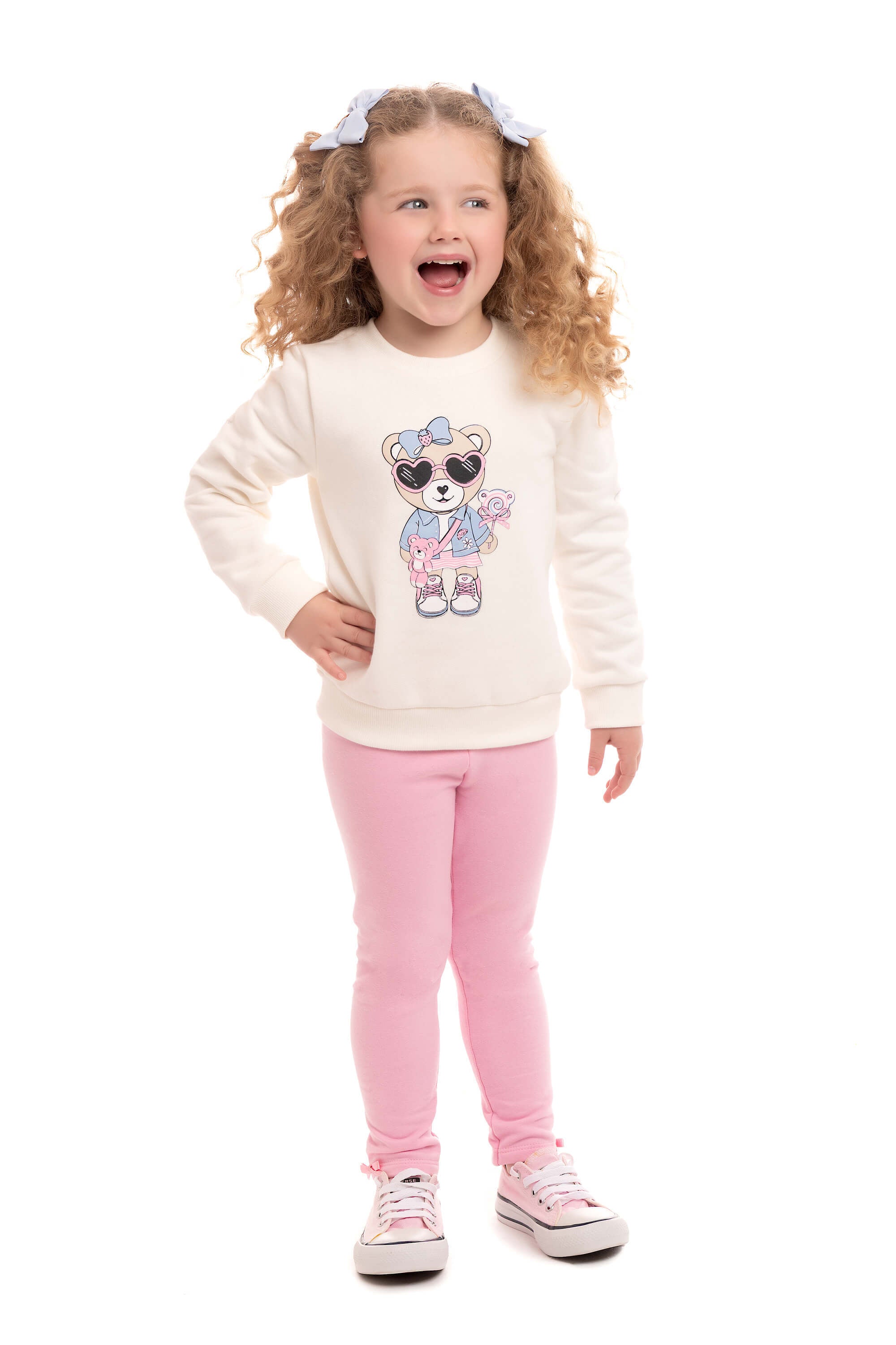 Conjunto Infantil Feminino Casaco Moletom Ursinho com Legging Molecotton – Conforto e Estilo Divertido