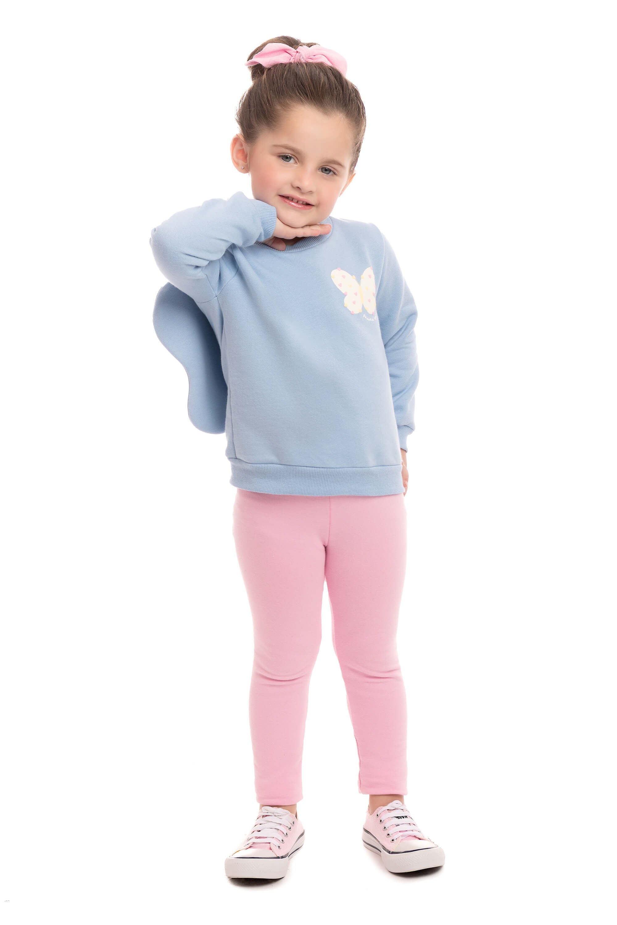 Conjunto Infantil Feminino Casaco Moletom Borboleta com Legging Molecotton – Conforto e Delicadeza