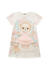 Vestido Feminino Infantil Molecotton Ursinha Princesa
