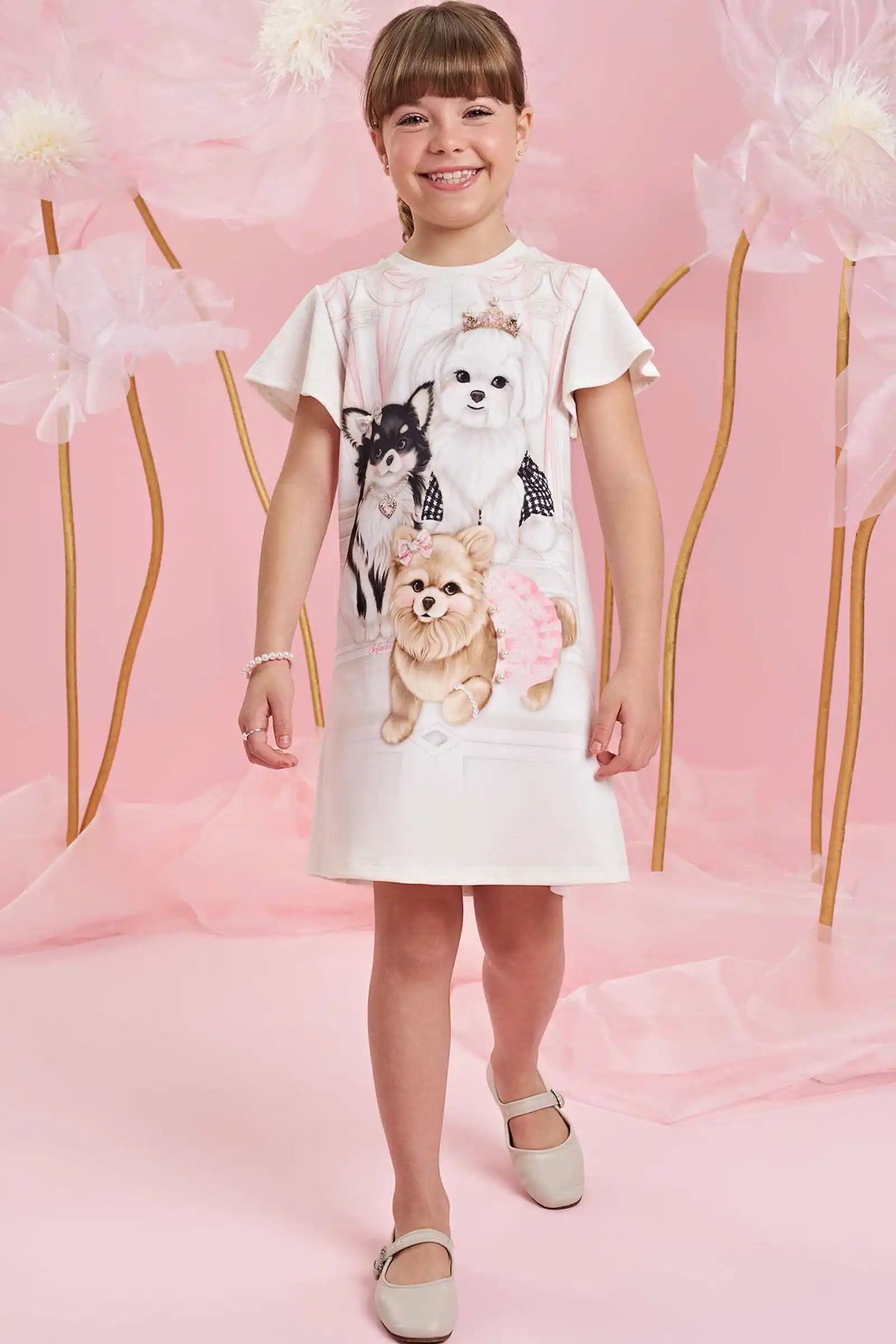 Vestido Feminino Infantil Cachorinha Princesa