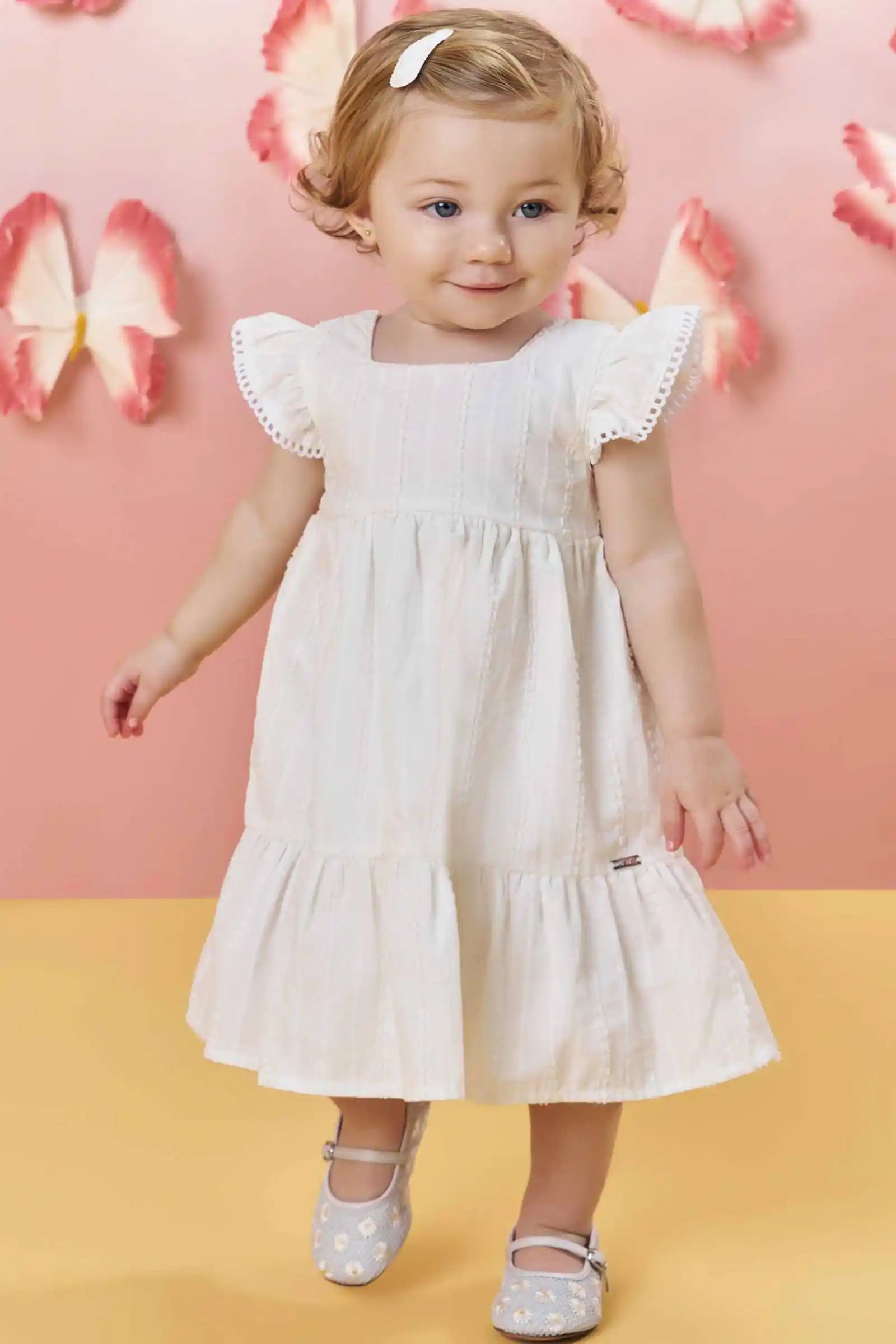 Vestido Feminino Infantil Tricoline Texturizado