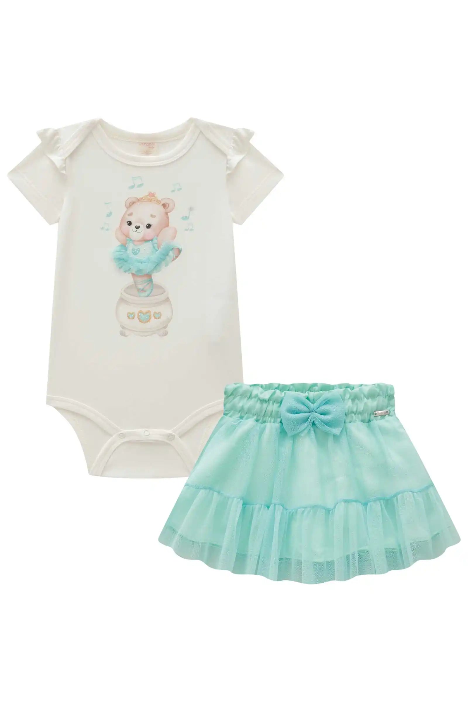 Conjunto de Body em Cotton com Saia em Tule