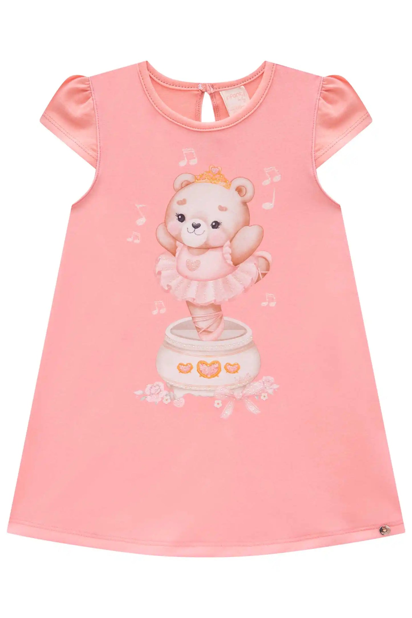 Vestido Feminino Infantil Cotton Ursinha
