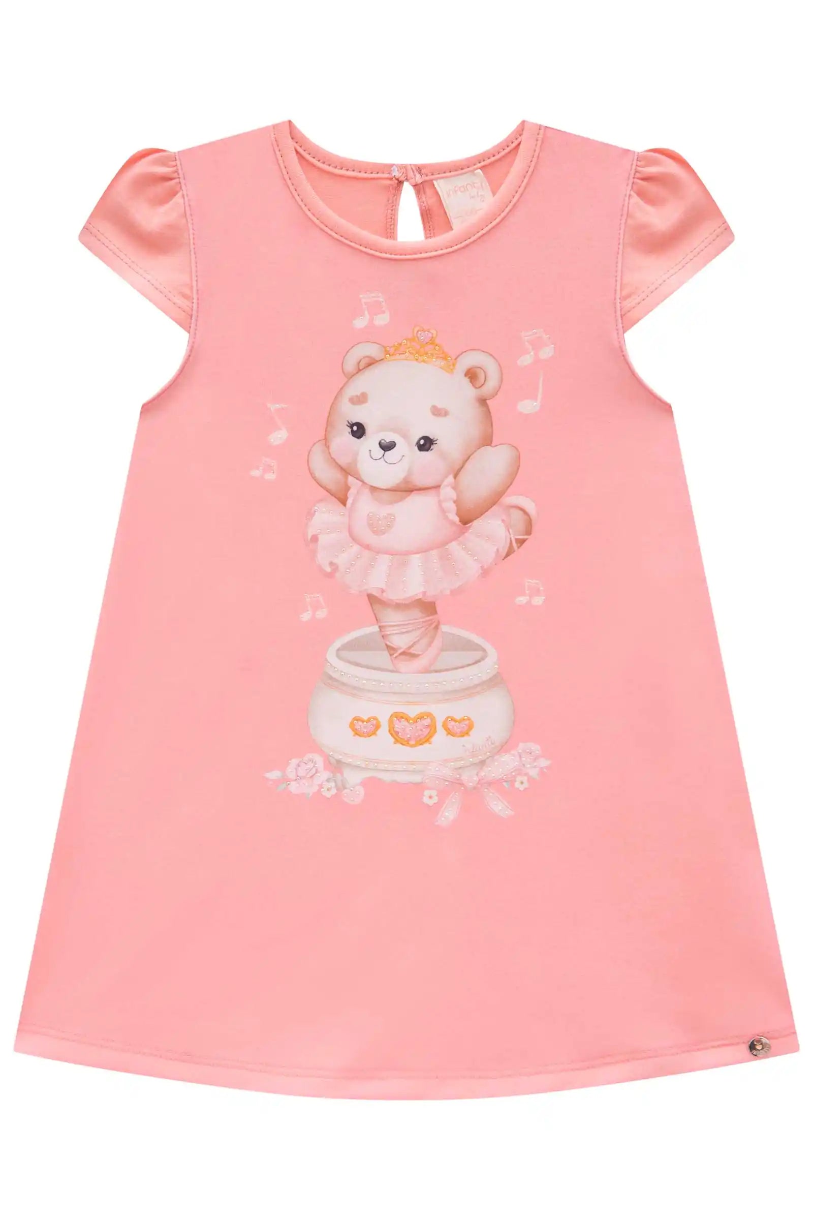 Vestido Feminino Infantil Cotton Ursinha
