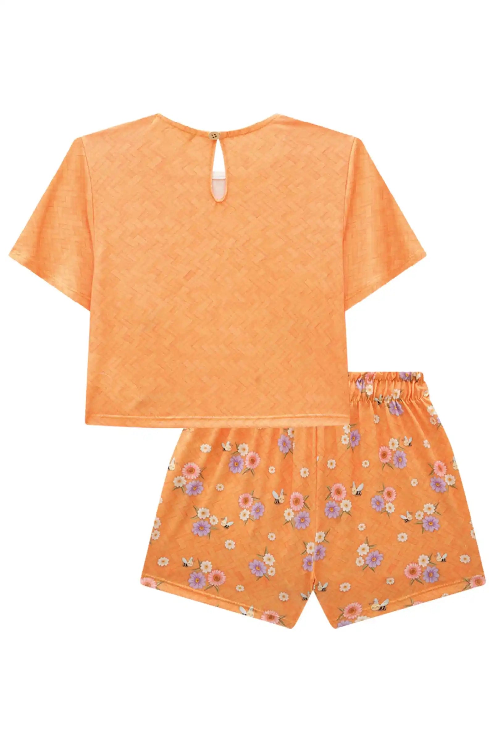 Conjunto Feminino Infantil Short e Blusa Ursinho