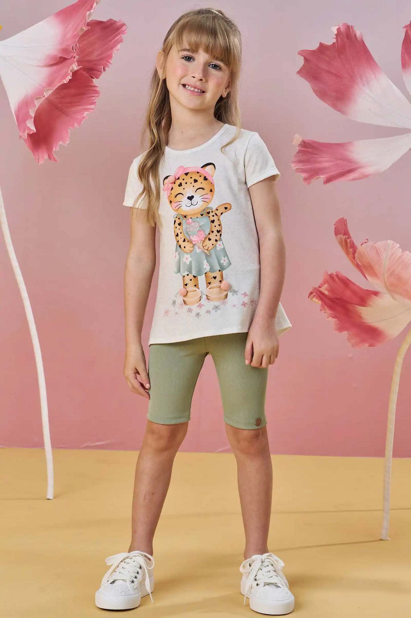 Conjunto de Blusa Alongada em Malha Fresh e Biker em Canelado Fancy