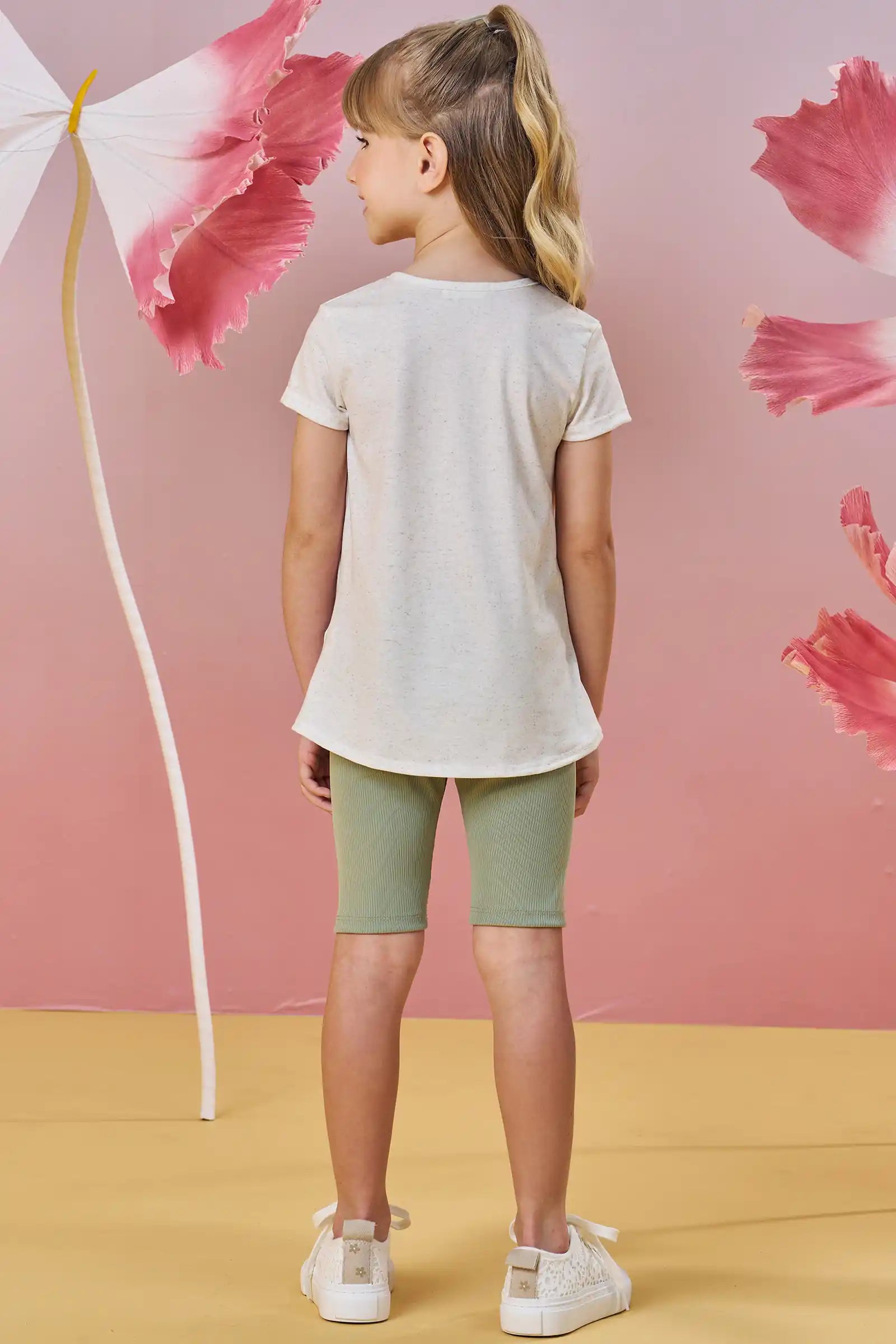 Conjunto de Blusa Alongada em Malha Fresh e Biker em Canelado Fancy