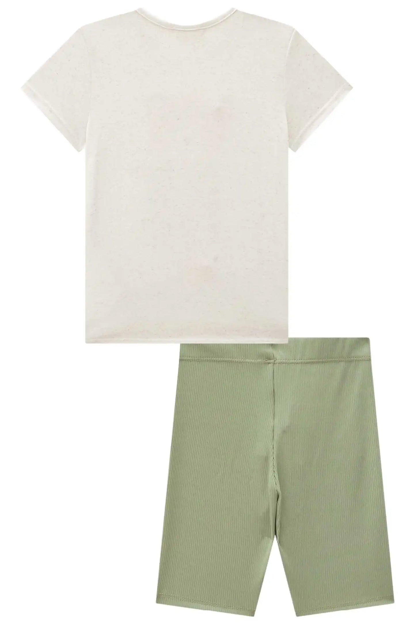 Conjunto de Blusa Alongada em Malha Fresh e Biker em Canelado Fancy