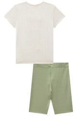 Conjunto de Blusa Alongada em Malha Fresh e Biker em Canelado Fancy