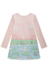 Vestido Infantil Feminino Manga Longa Mia – Encanto e Diversão em Rosa Claro