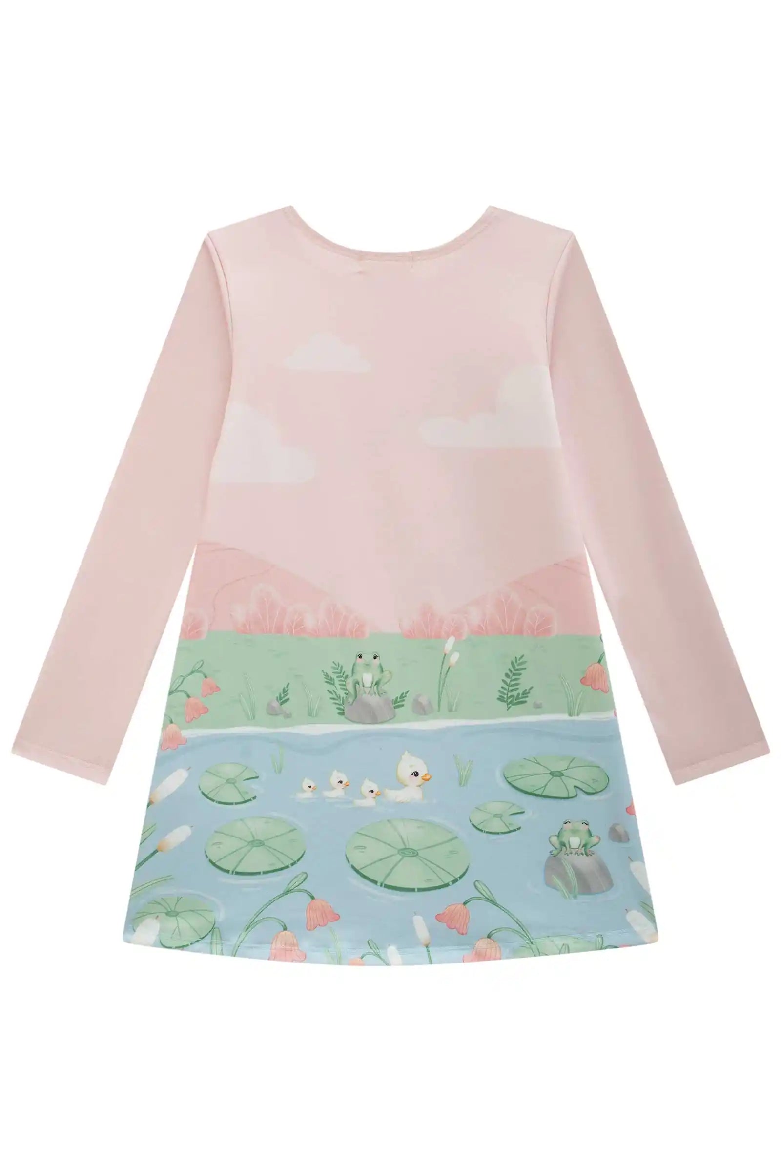 Vestido Infantil Feminino Manga Longa Mia – Encanto e Diversão em Rosa Claro