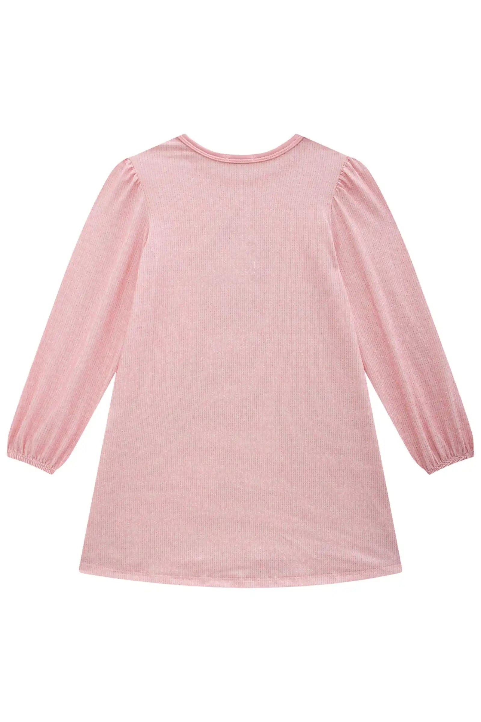 Vestido Infantil Feminino Manga Longa Infanti – Elegância e Charme em Rosa Seda