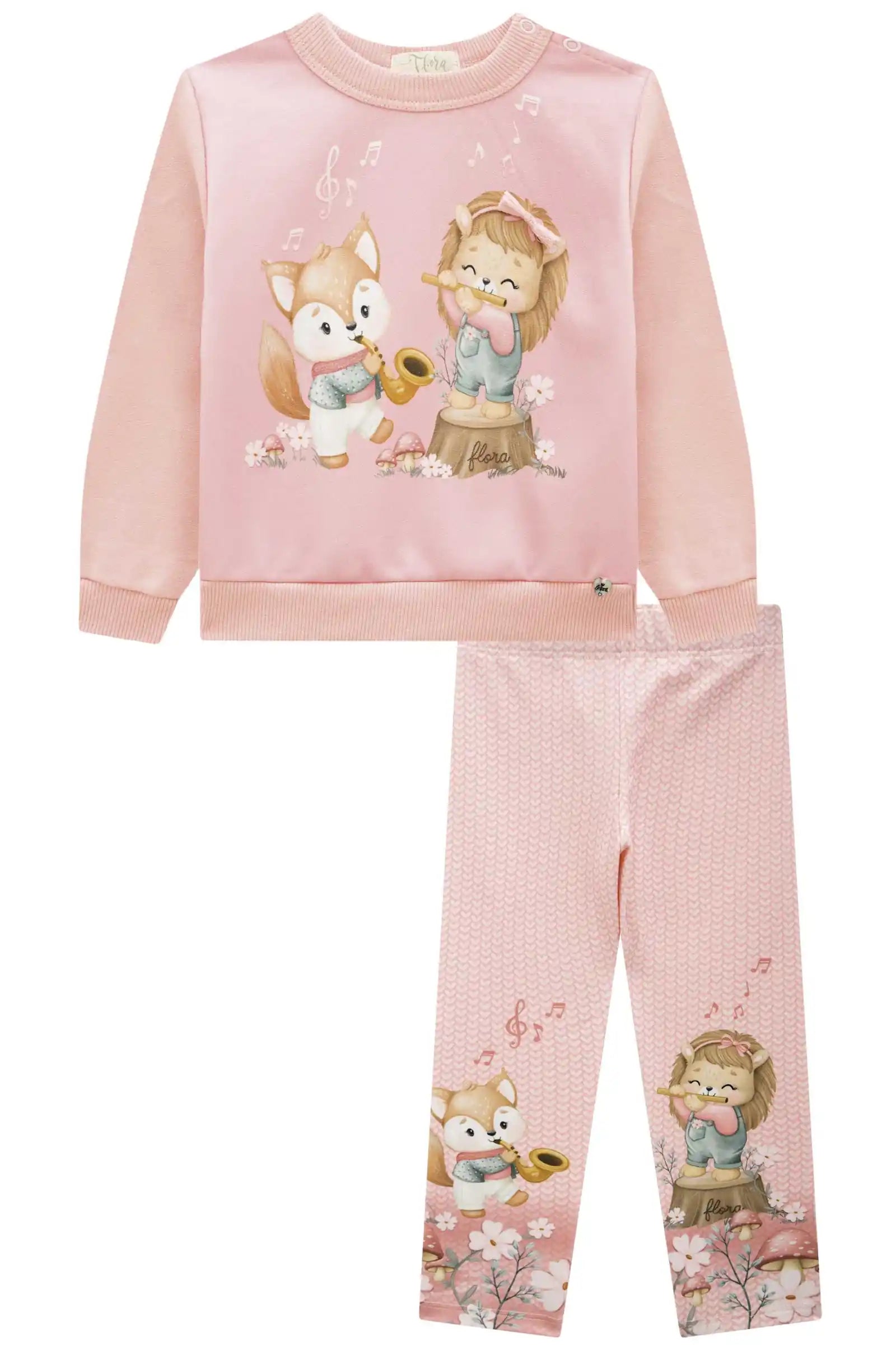 Conjunto Infantil Feminino Manga Longa e Legging Rosa Aloha – Encanto, Conforto e Diversão