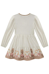 Vestido Infantil Feminino Manga Longa Infanti – Charme e Delicadeza em Bege Claro