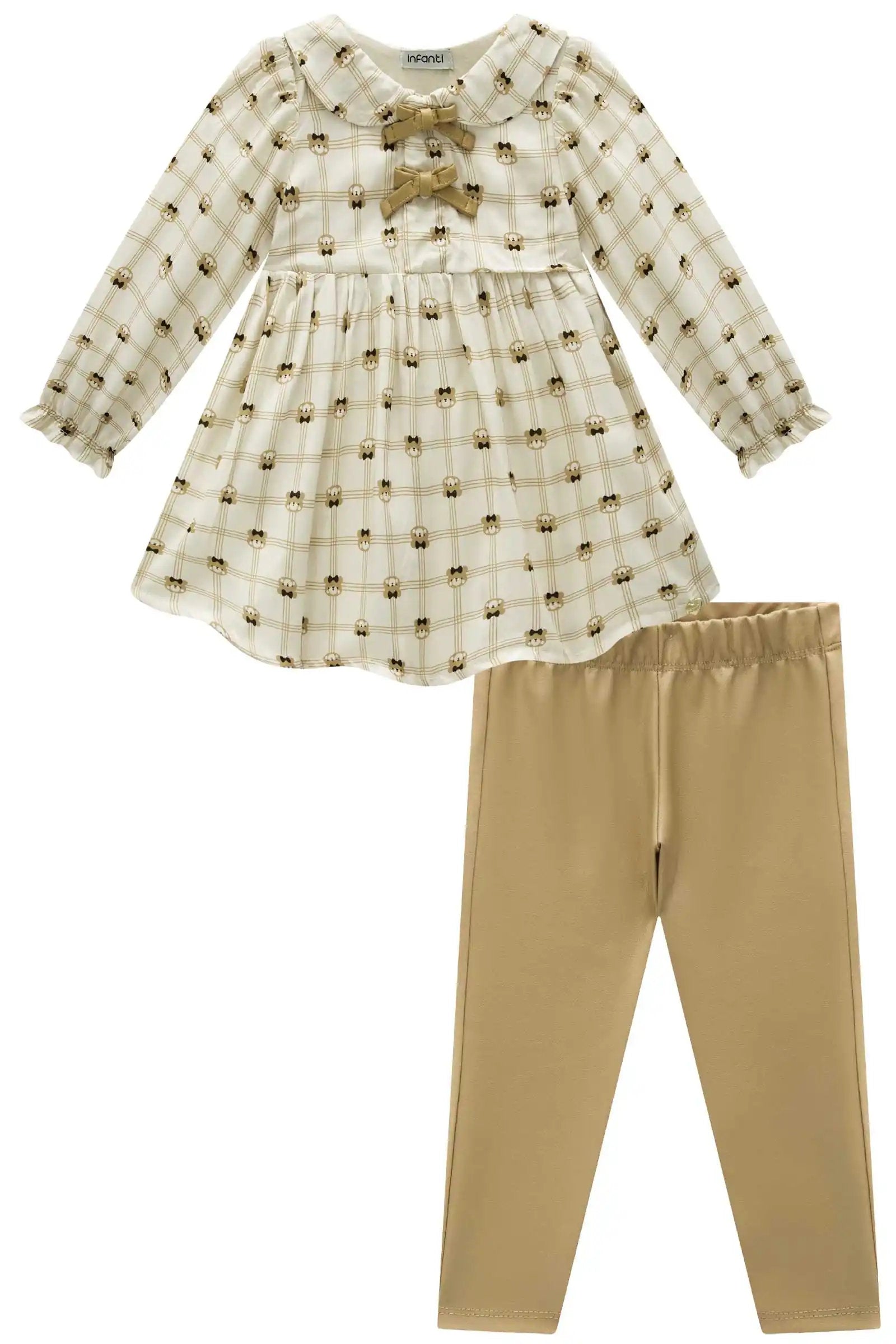 Conjunto Infantil com Vestido e Calça Legging Confortável