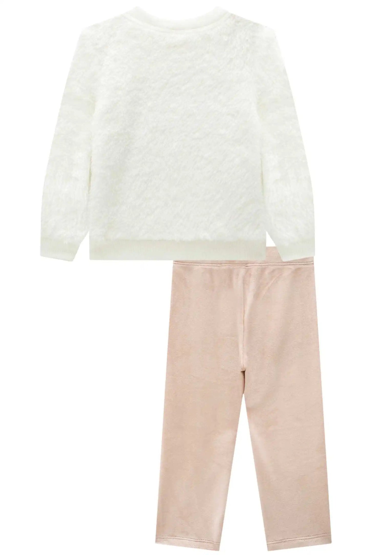 Conjunto Infantil com Blusa de Ursinhos e Calça Rosa Aconchegante