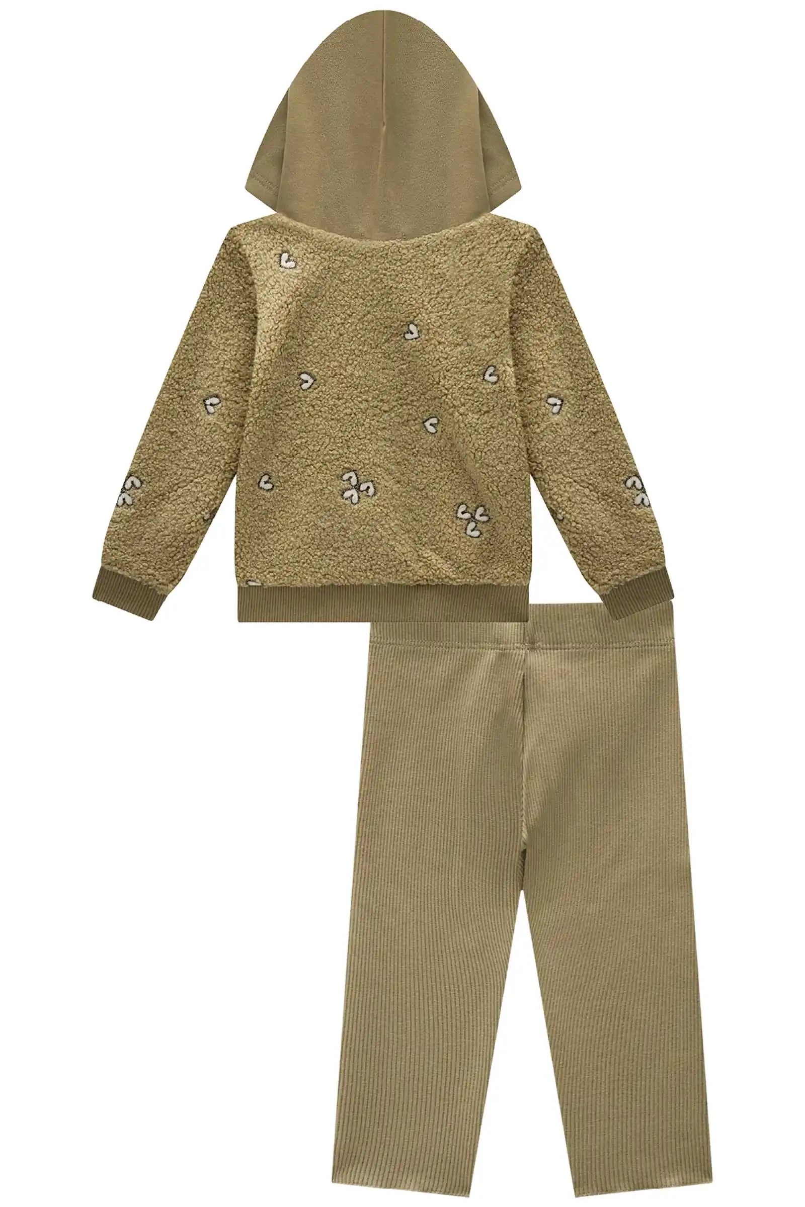 Conjunto Infantil Feminino Jaqueta e Legging Vigga – Conforto e Estilo em Bege Escuro