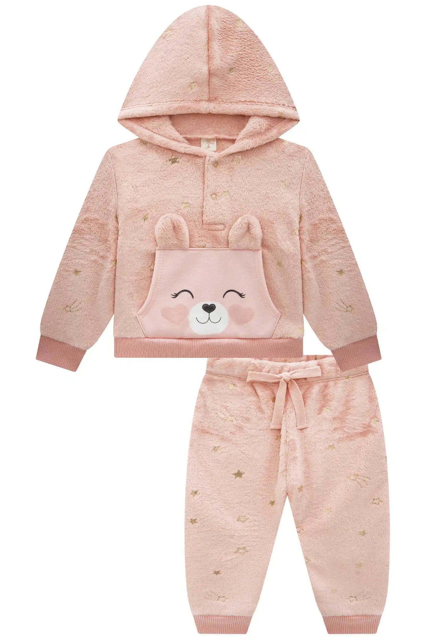 Conjunto Infantil com Moletom e Calça Plush Rosa