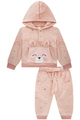 Conjunto Infantil com Moletom e Calça Plush Rosa