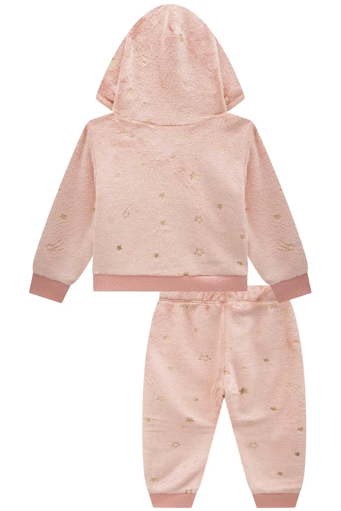 Conjunto Infantil com Moletom e Calça Plush Rosa