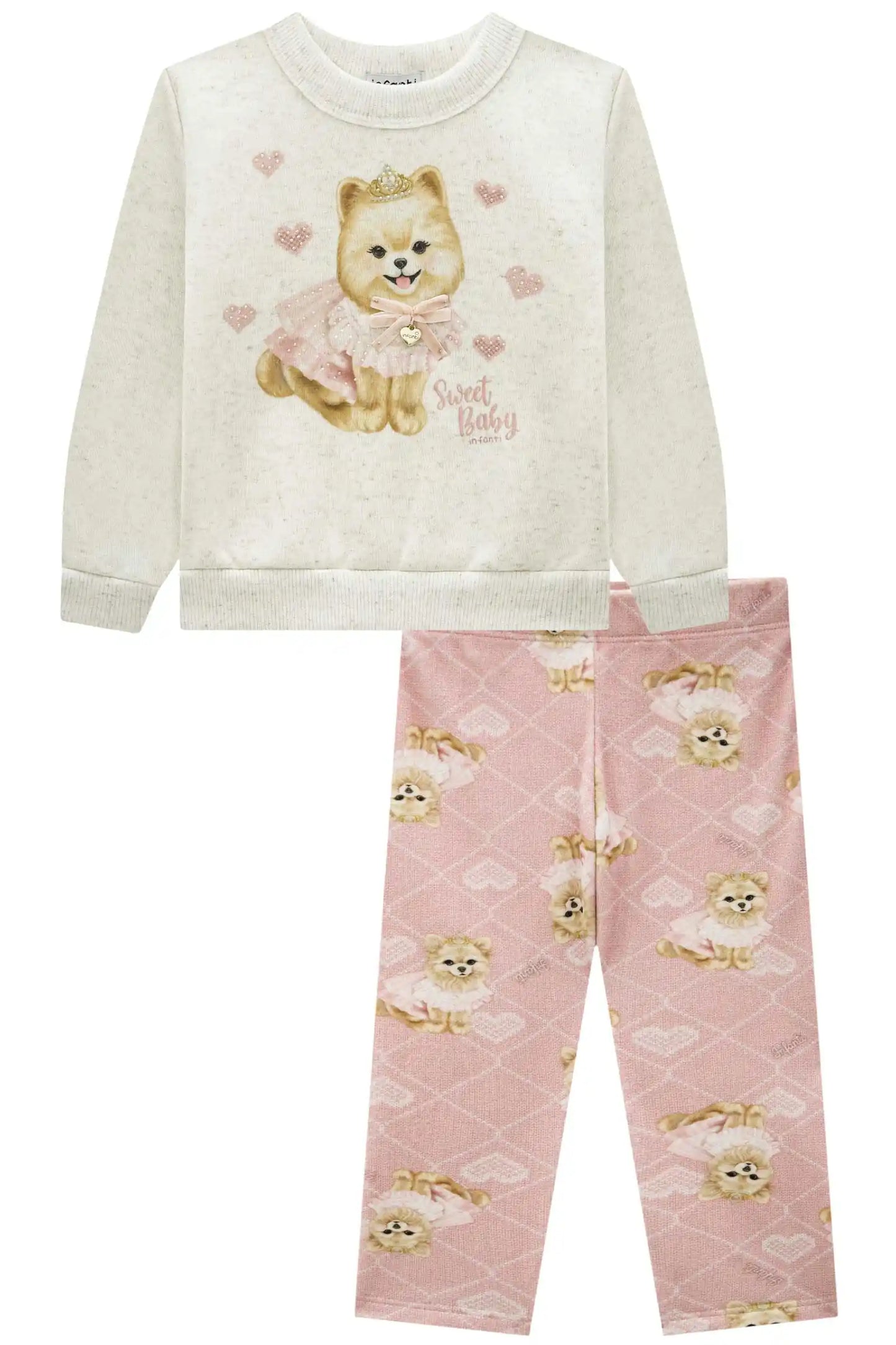 Conjunto Infantil Feminino Blusão Manga Longa e Legging Sweet Baby – Charme e Conforto