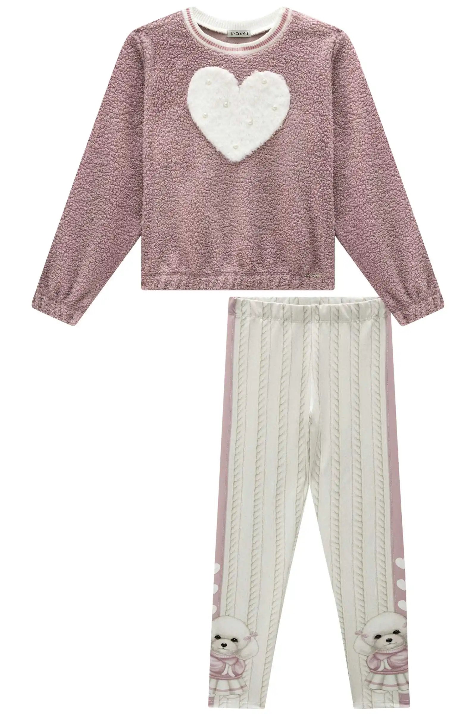 Conjunto Infantil Feminino Blusão ML e Legging Lilás Lilás Escuro